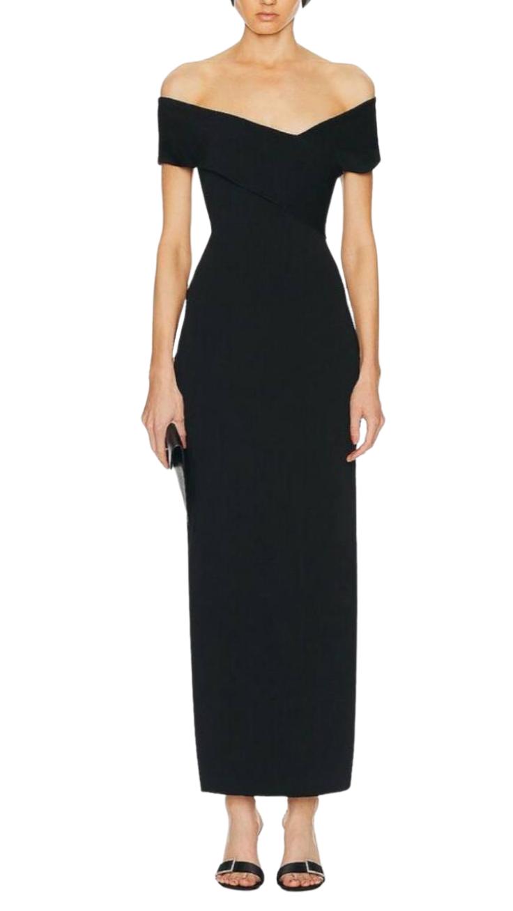 Elegant black off-shoulder evening gown