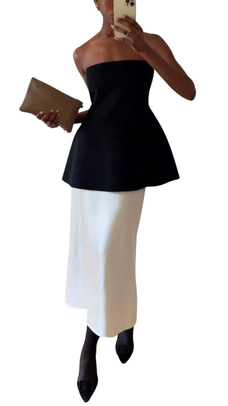 Modern black and white ensemble